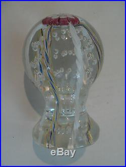 Vintage Murano Italy LATTICINO Ribbon Art Glass 5 Pedestal Paperweight