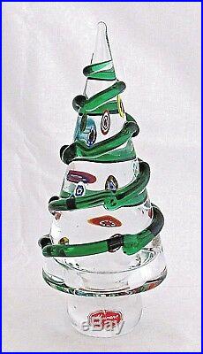 Vintage Murano Italy Millefiori Christmas Tree Shaped Glass Paperweight Swirl 8