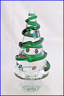 Vintage Murano Italy Millefiori Christmas Tree Shaped Glass Paperweight Swirl 8