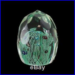 Vintage Murano Italy Millefiori Faceted Art Glass Paperweight