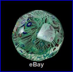 Vintage Murano Italy Millefiori Faceted Art Glass Paperweight