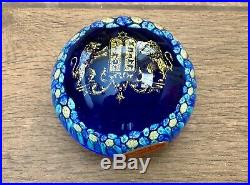Vintage Murano, Italy Millefiori Lions of Judea Blue Glass Paperweight