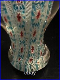 Vintage Murano Latticino Ribbon Millefiori Art Glass Paperweight