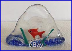 Vintage Murano Lot 2 Art Glass Aquarium Sculptures Paperweight FISH Excellent