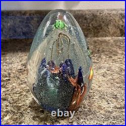 Vintage Murano Mid Century Art Aquarium Fish Egg Shape Large Paperweight