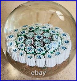 Vintage Murano Millefiori Art Glass Paperweight 3.75 Diameter Verified