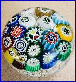 Vintage Murano Millefiori Art Glass Paperweight 3 Diameter Verified