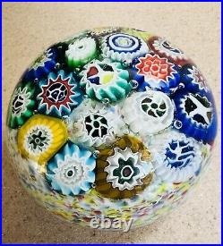 Vintage Murano Millefiori Art Glass Paperweight 3 Diameter Verified