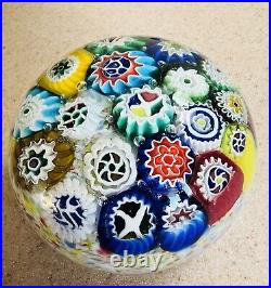 Vintage Murano Millefiori Art Glass Paperweight 3 Diameter Verified