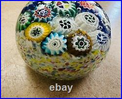 Vintage Murano Millefiori Art Glass Paperweight 3 Diameter Verified