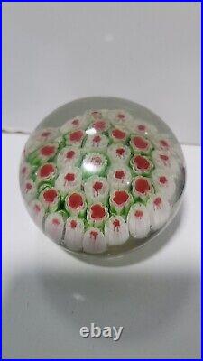 Vintage Murano Millefiori Art Glass Paperweight Lot X4 Red White Blue Green