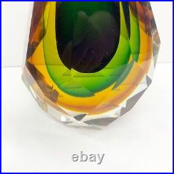 Vintage Murano Paperweight Sommerso Alessandro Mandruzzato Faceted Teardrop