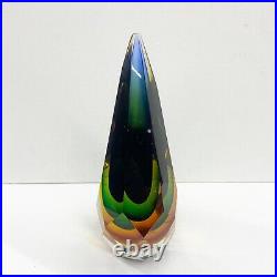 Vintage Murano Paperweight Sommerso Alessandro Mandruzzato Faceted Teardrop