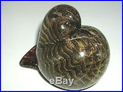 Vintage Murano Seguso label gold polveri Sommerso glass bird kiwi pigeon dove