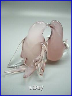 Vintage Murano opaline cased glass lovebirds doves Archimede Seguso