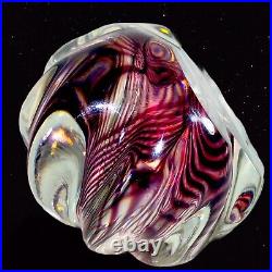 Vintage Niel Duman Art Glass Paperweight Signed Glass Purple Swirl Heavy Glass