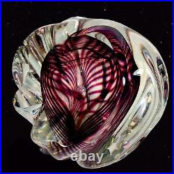 Vintage Niel Duman Art Glass Paperweight Signed Glass Purple Swirl Heavy Glass