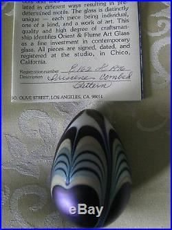 Vintage ORIENT AND FLUME Paperweight Purplish/Blue, 3, Certificate, 1976, w Box
