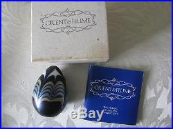Vintage ORIENT AND FLUME Paperweight Purplish/Blue, 3, Certificate, 1976, w Box