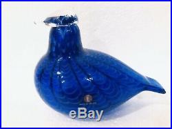Vintage Oiva Toikka Art Glass Nuutajarvi Finland Blue Bird Signed Bluebird EVC