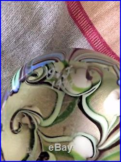 Vintage Orient And Flume Iridescent Floral Glass Paperweight