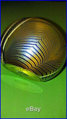 Vintage Orient And Flume Paperweight Iridescent Glass Floral