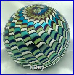 Vintage Orient & Flume 1979 Large Pinwheel Pattern Glass Paperweight Signed Tag