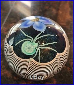 Vintage Orient & Flume Art Glass Paperweighr Spider Morning Glory Flower 1979
