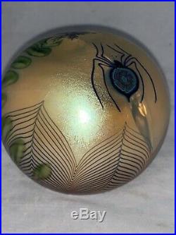 Vintage Orient & Flume Art Glass Paperweight, Spider and Flower Signed 1977