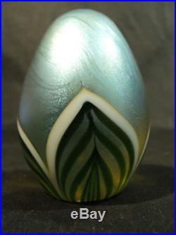 Vintage Orient & Flume Egg Shaped Art Glass Paperweight, Signed