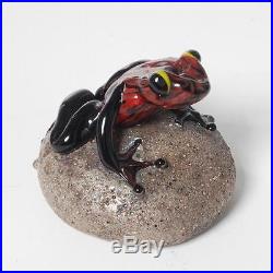 Vintage Orient & Flume Glass Frog On A Rock Paperweight Ltd. Ed. 204/1000