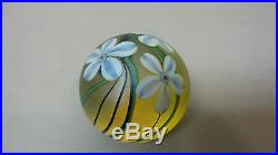 Vintage Orient & Flume Gold Iridescent Art Glass Paperweight, Signed, Dated 1984