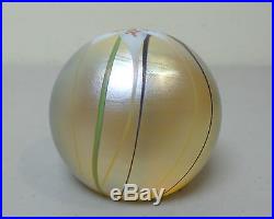Vintage Orient & Flume Gold Iridescent Art Glass Paperweight, Signed, Dated 1984