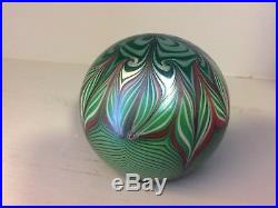 Vintage Orient & Flume Green 3 Glass Paperweight