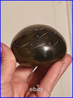 Vintage Orient & Flume Iridescent Pulled Feather Glass Paperweight