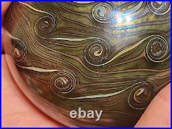 Vintage Orient & Flume Iridescent Pulled Feather Glass Paperweight