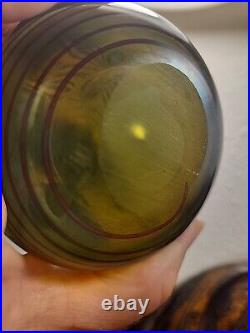 Vintage Orient & Flume Iridescent Pulled Feather Glass Paperweight