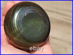 Vintage Orient & Flume Iridescent Pulled Feather Glass Paperweight