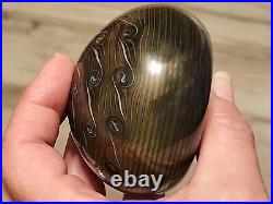 Vintage Orient & Flume Iridescent Pulled Feather Glass Paperweight