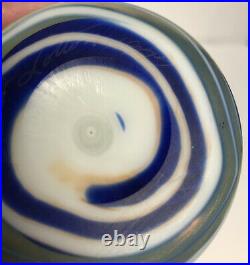 Vintage Orient & Flume Signed Iridescent Swirled Art Glass Paperweight 1977