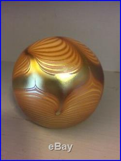 Vintage Orient & Flume Yellow & Gold 3 Glass Paperweight