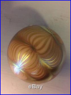 Vintage Orient & Flume Yellow & Gold 3 Glass Paperweight