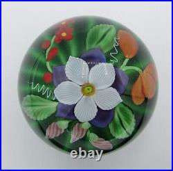 Vintage Orient and Flume Floral Art Glass Paperweight 1390