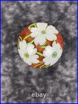 Vintage Orient and Flume Floral Art Glass Paperweight C98