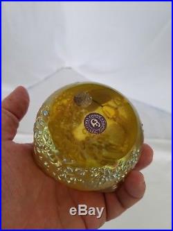 Vintage Orient&flume Textured gold iridescent gold snake art glass paperweight