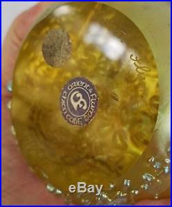 Vintage Orient&flume Textured gold iridescent gold snake art glass paperweight