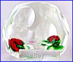 Vintage PERTHSHIRE Multi-Faceted STRAWBERRY Art GLASS Paperweight STUDIO