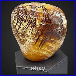 Vintage Paul Crosbie Art Glass Paperweight Paleolithic Giraffes Signed 3.5T 3W