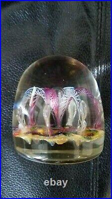 Vintage Paul Ysart Harland Fountain Paperweight Pink & White 1970s