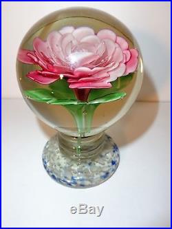 Vintage Pedestal Rose Flower Paperweight
